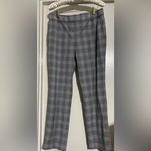 Theory Straight Maple Check Pants Sz 8 Dress Pants Virgin Wool Gray